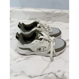 Champion Kids Olive & White Sneakers Tennis Shoes Size 4.5